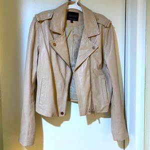 Sanctuary beige genuine leather moto jacket Medium